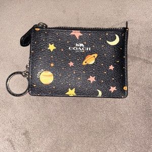 Coach galaxy print skinny key ring card holder